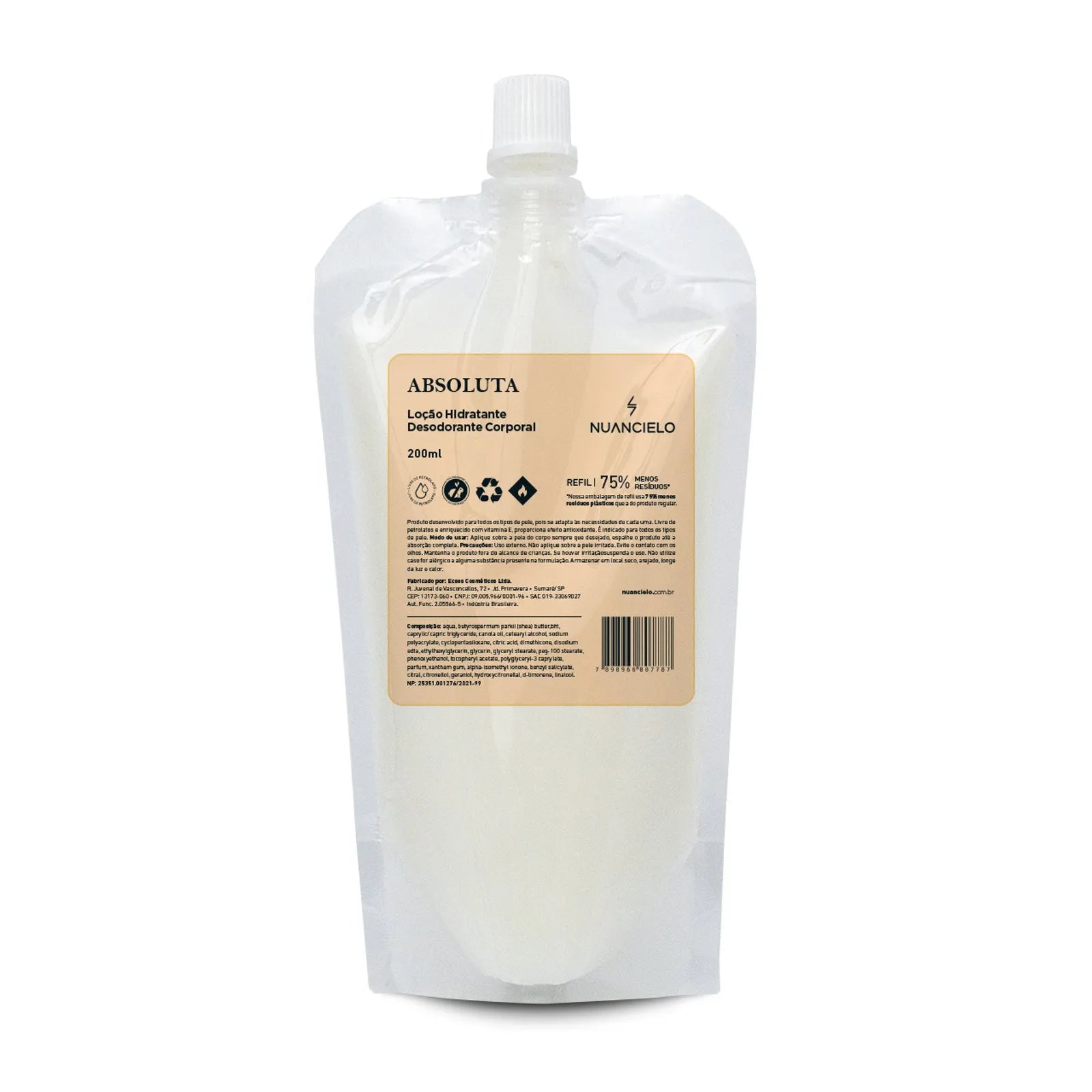 REFIL LOÇÃO HIDRATANTE DESODORANTE CORPORAL ABSOLUTA 200ml