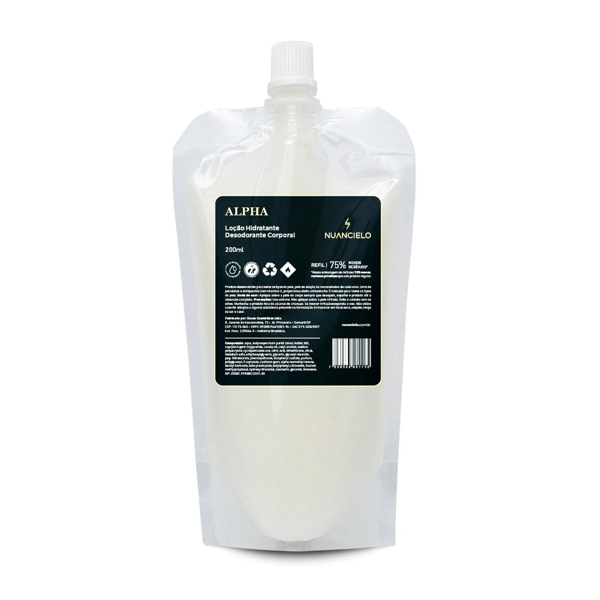 REFIL LOÇÃO HIDRATANTE DESODORANTE CORPORAL ALPHA 200ml