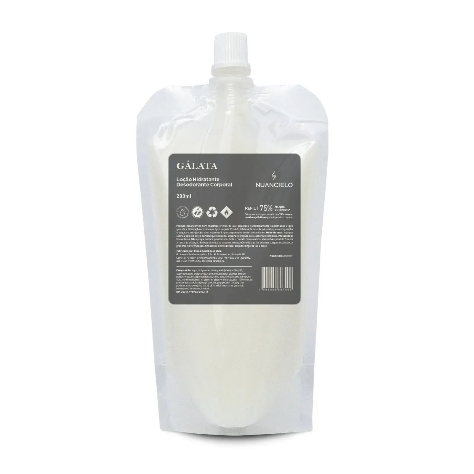 REFIL LOÇÃO HIDRATANTE DESODORANTE CORPORAL GÁLATA 200ml