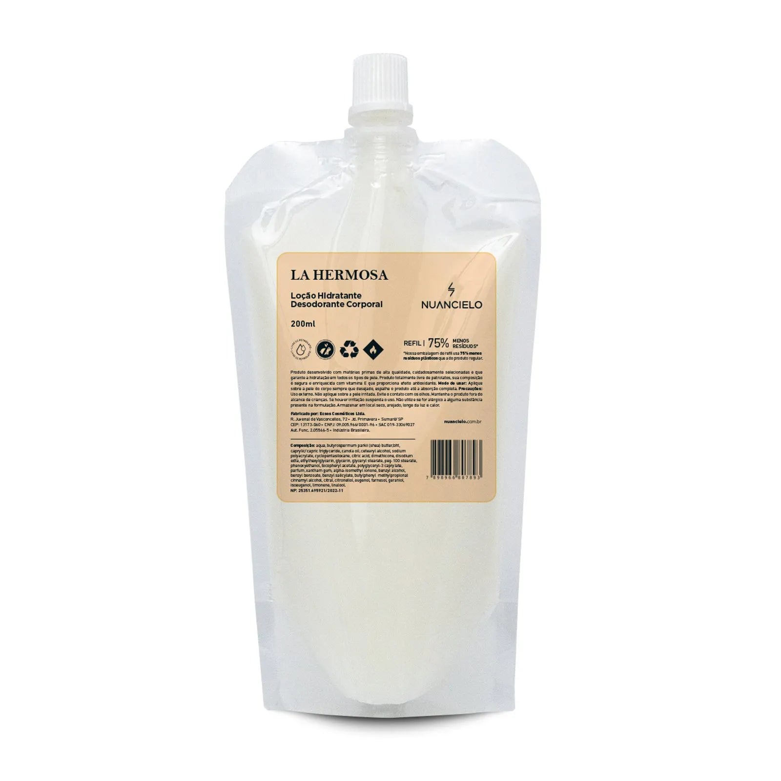 REFIL LOÇÃO HIDRATANTE DESODORANTE CORPORAL LA HERMOSA 200ml