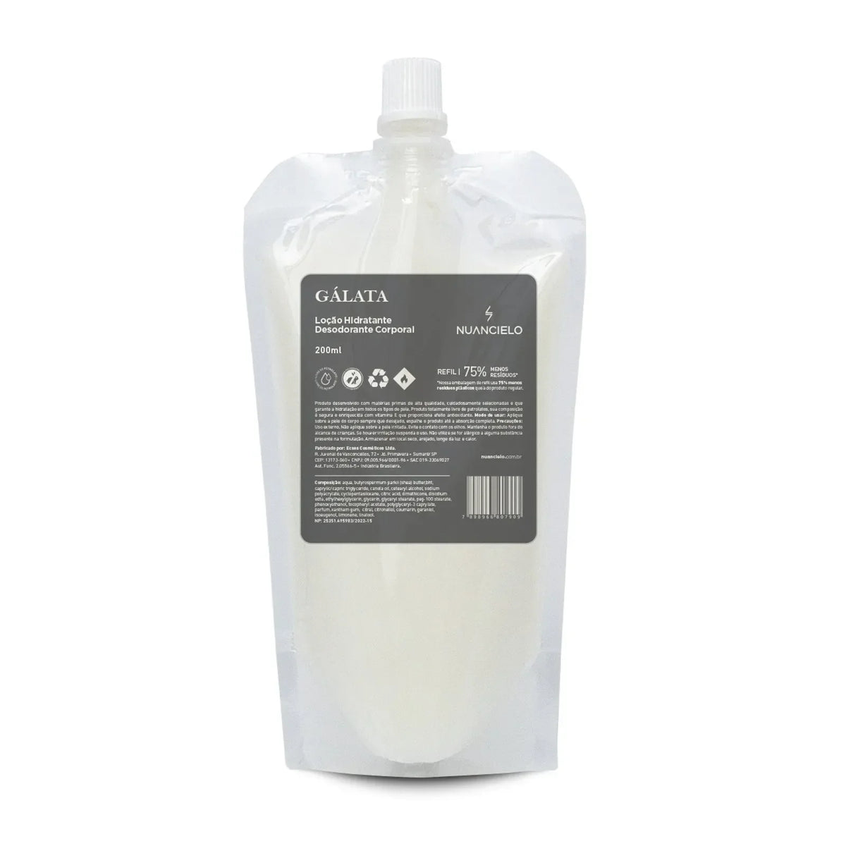 REFIL LOÇÃO HIDRATANTE DESODORANTE CORPORAL GÁLATA 200ml