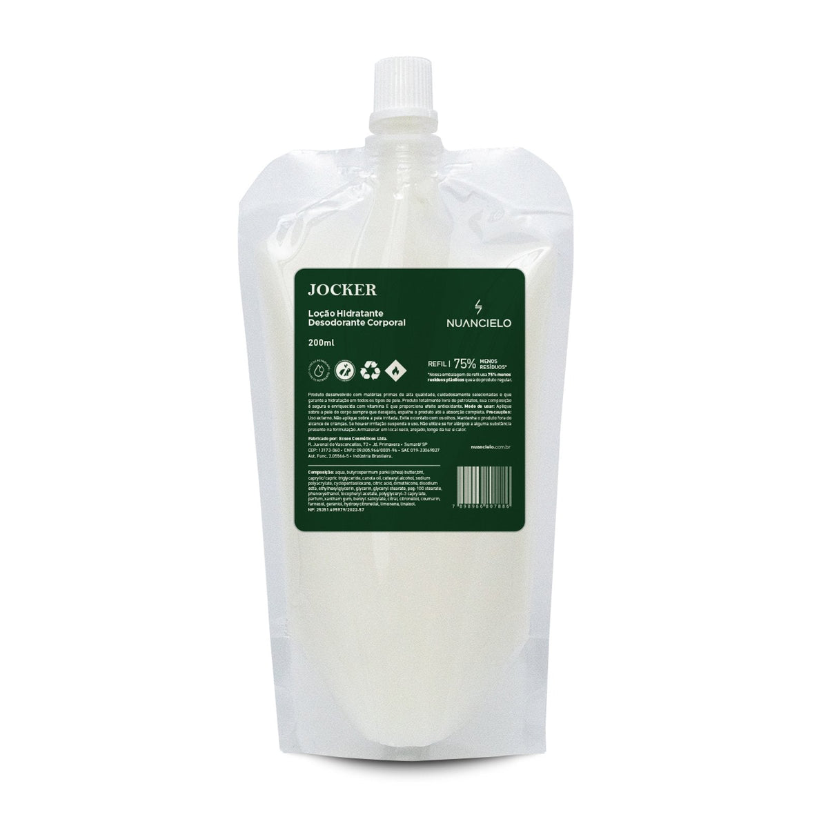 REFIL LOÇÃO HIDRATANTE DESODORANTE CORPORAL JOCKER 200ml