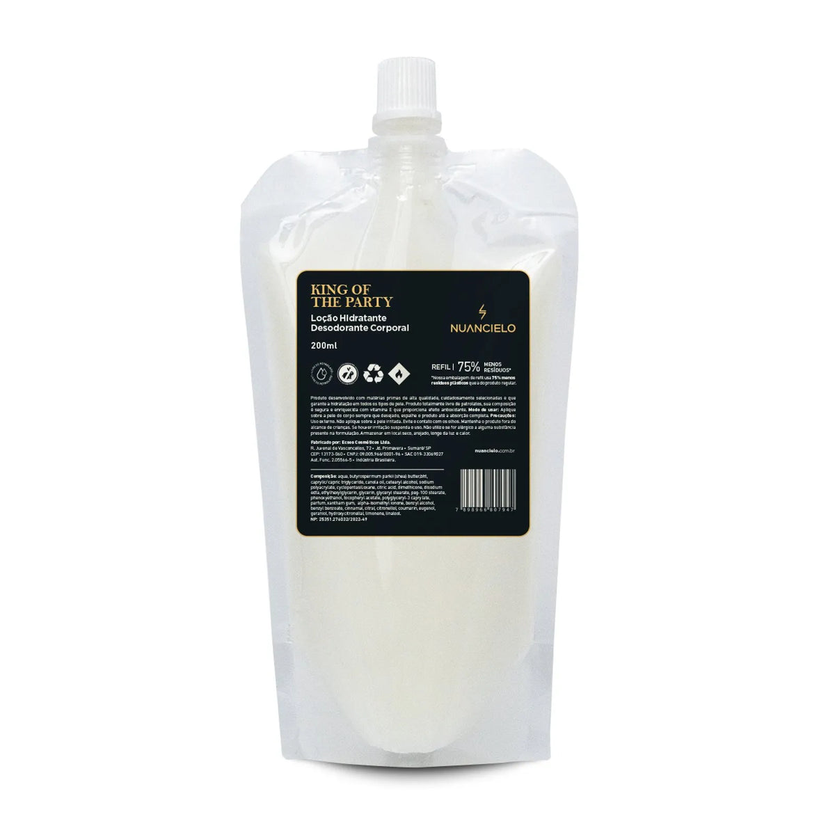 REFIL LOÇÃO HIDRATANTE DESODORANTE CORPORAL KING OF THE PARTY 200ml