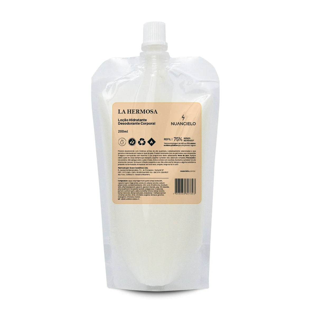 REFIL LOÇÃO HIDRATANTE DESODORANTE CORPORAL LA HERMOSA 200ml