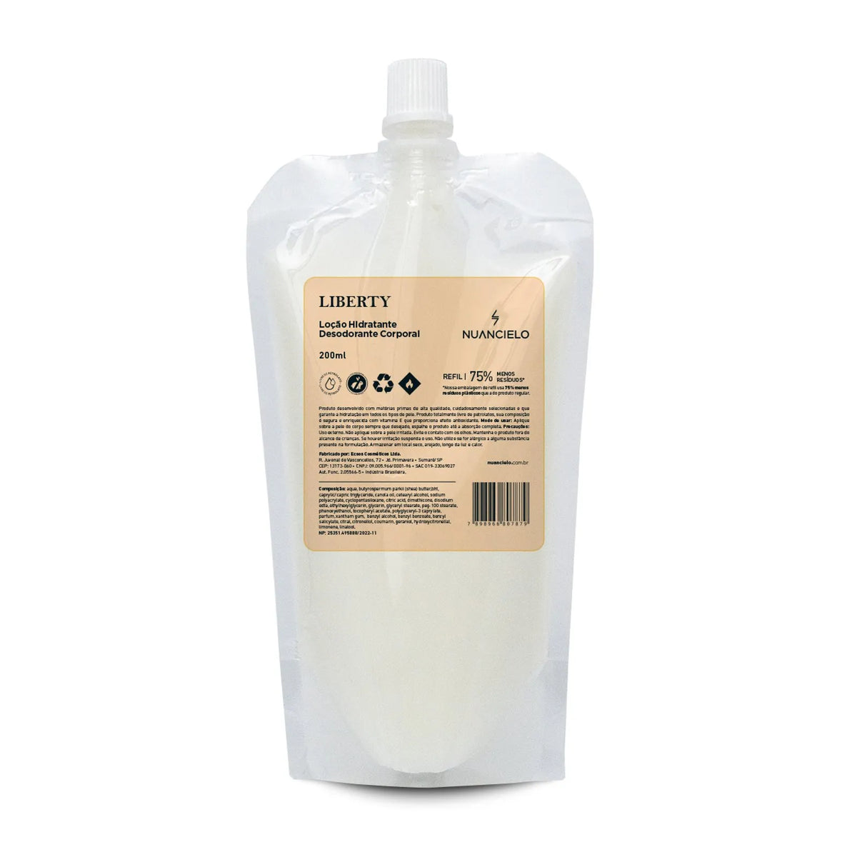 REFIL LOÇÃO HIDRATANTE DESODORANTE CORPORAL LIBERTY 200ml