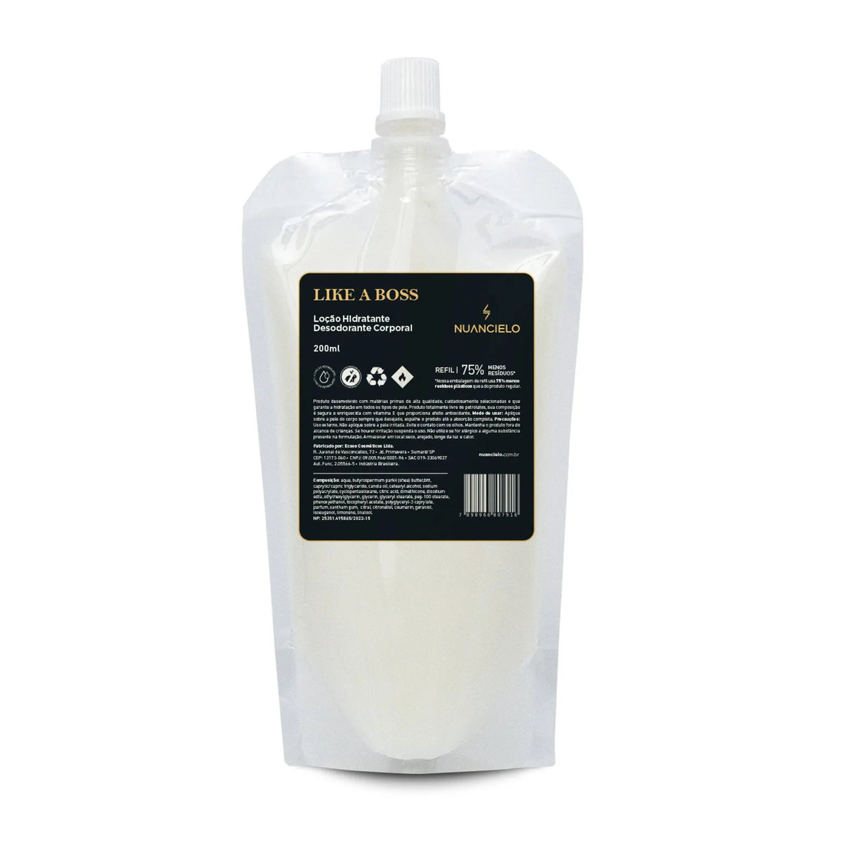 REFIL LOÇÃO HIDRATANTE DESODORANTE CORPORAL LIKE A BOSS 200ml